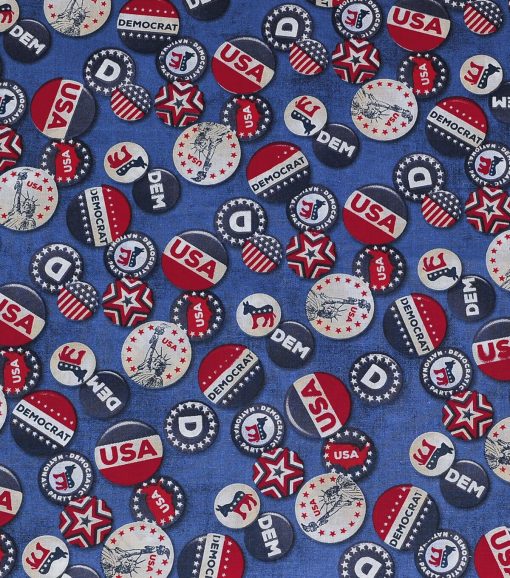 Democratic Buttons Patriotic Cotton Fabric - Image 2