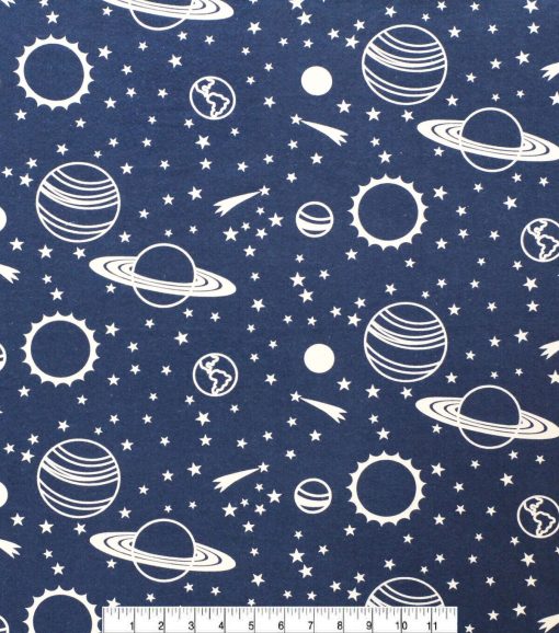 Planets Navy Super Snuggle Flannel Fabric - Image 2