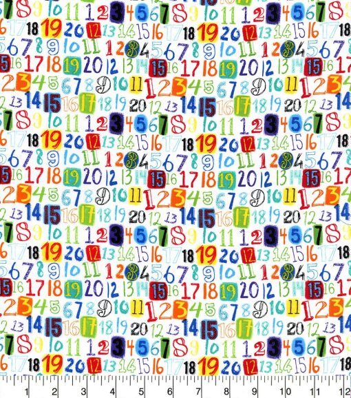 Blue Bright Numbers Novelty Cotton Fabric - Image 2