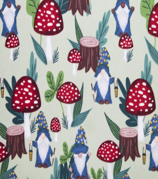 Super Snuggle Gnome   Mushrooms Flannel Fabric