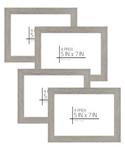 MCS Gray 5 7 Woodgrain Value Frames 4pk
