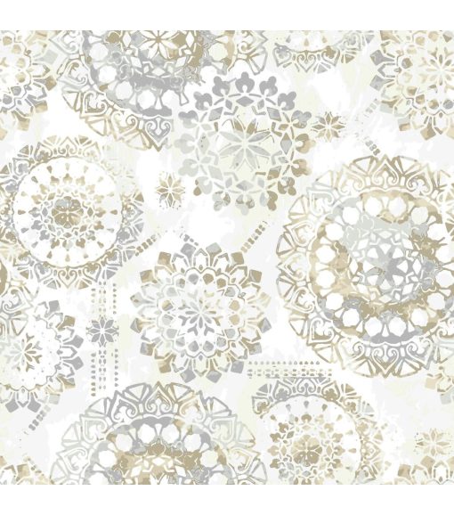 RoomMates Wallpaper Tan   Blue Bohemian