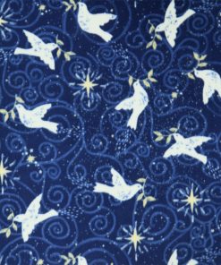 Blue Winter Solstice Birds in the Night Sky Anti Pill Fleece Fabric
