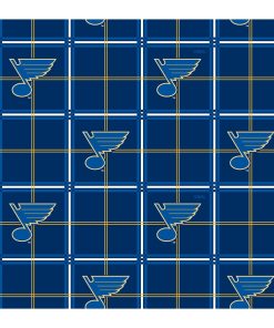 St. Louis Blues Flannel Fabric Box Plaid