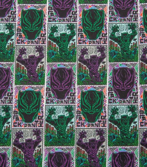 Black Panther Linocut Poster Cotton Fabric - Image 2
