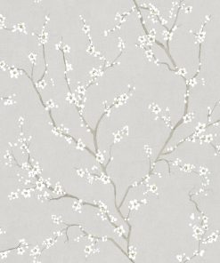 RoomMates Wallpaper Grey Cherry Blossom