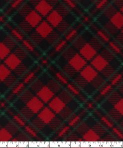Red   Green Diagonal Plaid Anti Pill Fleece Fabric