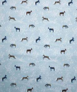Horses on Blue Super Snuggle Flannel Fabric