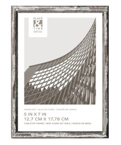 5 x 7 Silver Cast Metal Tabletop Picture Frame by Place   Time