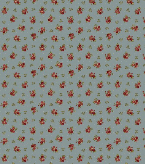 Roses on Blue Premium Cotton Fabric - Image 2