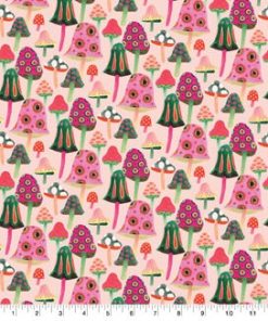 Pink Mushrooms Novelty Cotton Fabric