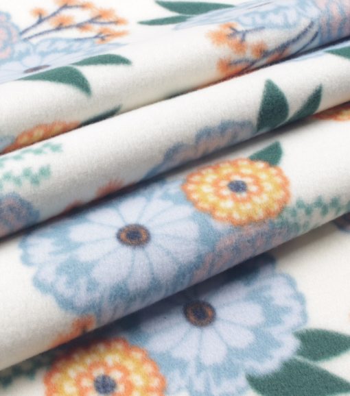 White Floral Blizzard Fleece Fabric - Image 3