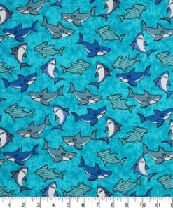 Novelty Cotton Fabric 43 Packed Sharks