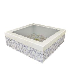 12.5 Bees on White   Blue Storage Box With Window Lid by Place   Time