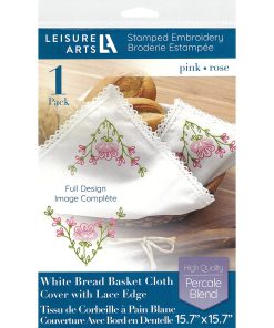 Leisure Arts 16 x 16 Pink Floral Basket Liner Stamped Cross Stitch Kit