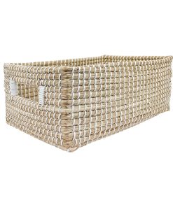 14 Natural   White Stitch Woven Basket by Place   Time
