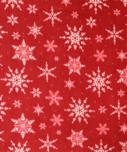 Snowflakes on Red Anti Pill Fleece Fabric