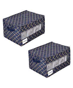 Honey Can Do 18.5 Gold Scallop on Navy Stemware Storage Boxes 2pk