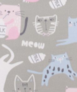 Cats With Milk on Gray Blizzard Fleece Fabric