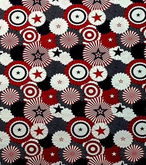 Red   Blue Fans Patriotic Cotton Fabric