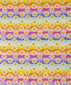 Yellow Modern Daisies on Stripes Quilt Cotton Fabric by Keepsake Calico
