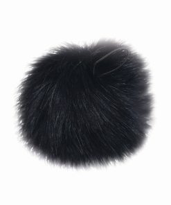 5 Black Faux Fur Pom   Loop by K+C
