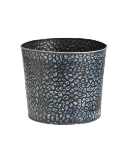 Nearly Natural 11.5 Embossed Tin Bucket With Pebble Pattern
