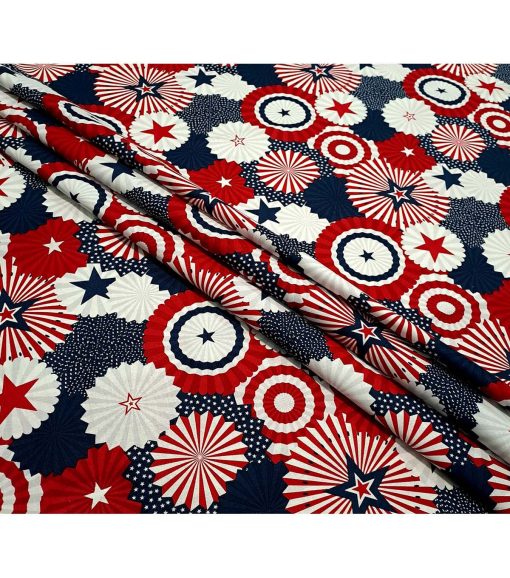 Red   Blue Fans Patriotic Cotton Fabric - Image 2