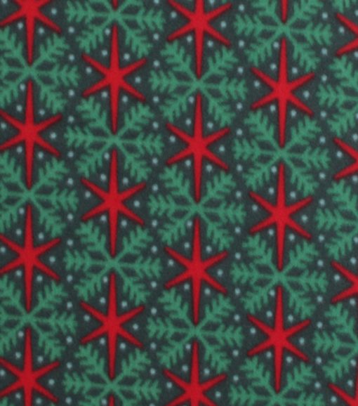 Red   Green Snowflakes Blizzard Fleece Fabric