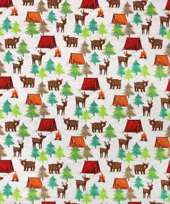 Sketched Animal Camping Super Snuggle Flannel Fabric