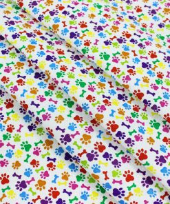 White Paw Novelty Prints Cotton Fabric