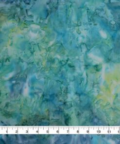 Blue Green Tie Dye Batik Cotton Fabric