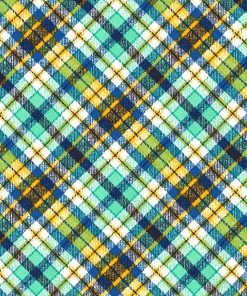 Green Blue Yellow Textured Bias Plaid Super Snuggle Flannel Fabric