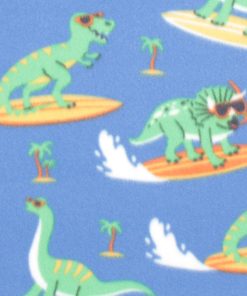 Dinosaurs On Surfboards Blizzard Prints Fleece Fabric