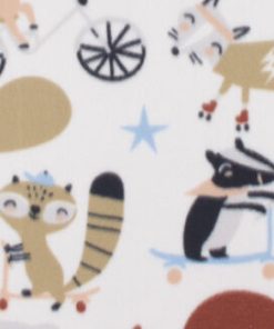 Animals On Skateboards On White Blizzard Fleece Fabric