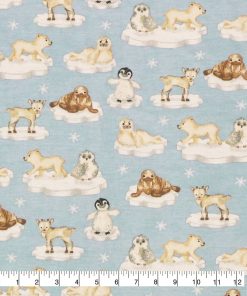 Arctic Animals On Ice Patches Super Snuggle Flannel Fabric
