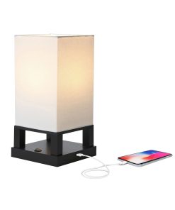 Brightech Maxwell LED Table Lamp with USB Port   Black