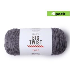 4pk Solid Titanium Medium Weight Acrylic 380yd Value Yarn by Big Twist
