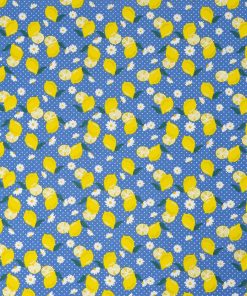 SINGER Lemons on Blue Novelty Cotton Fabric