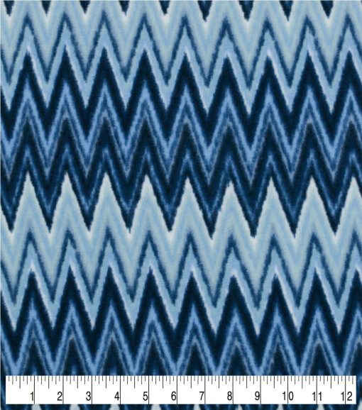 Blue Chevron Anti Pill Fleece Fabric - Image 3