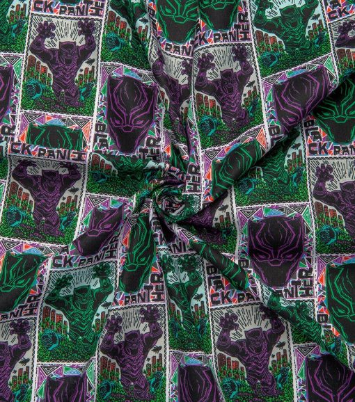 Black Panther Linocut Poster Cotton Fabric - Image 4