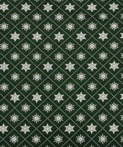 Snowflakes on Green Super Snuggle Christmas Flannel Fabric