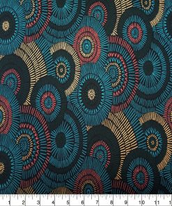 Dark Teal Overlap Circles Quilt Cotton Fabric by Quilter s Showcase
