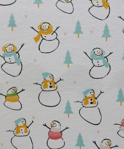 Pastel Snowmen   Trees Super Snuggle Christmas Flannel Fabric