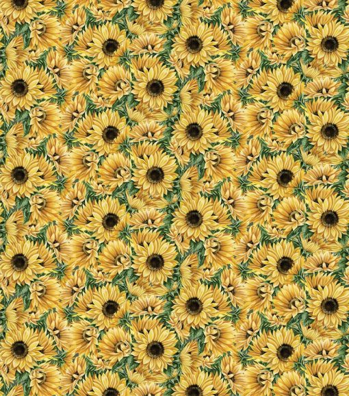 Yellow Sunflowers   Ferns Premium Cotton Fabric - Image 2