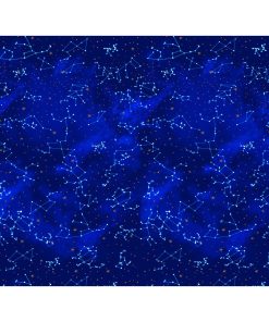Star Constellations Metallicallic Novelty Metallic Cotton Fabric