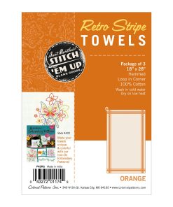 Stitch  Em Up 18 x 28 Orange Stripe Dish Towel Cross Stitch Fabric 2pk