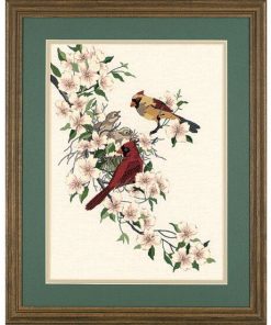 Dimensions 11 x 15 Cardinals In Dogwood Crewel Embroidery Kit