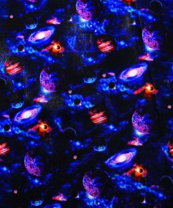 Planets in Space on Black Novelty Cotton Fabric