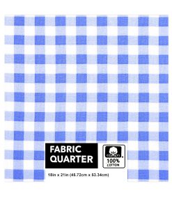 18 x 21 Blue Checkered Cotton Fabric Quarter 1pc by Keepsake Calico